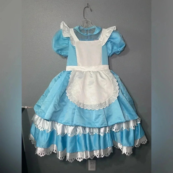 Walt Disney GirlsAlice in Wonderland Dress/Costume Sz M (10) Built in Hoop Skirt - Picture 1 of 11